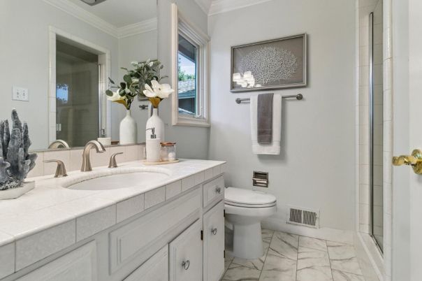 Bathroom, Interior, Marble, Tile Countertops