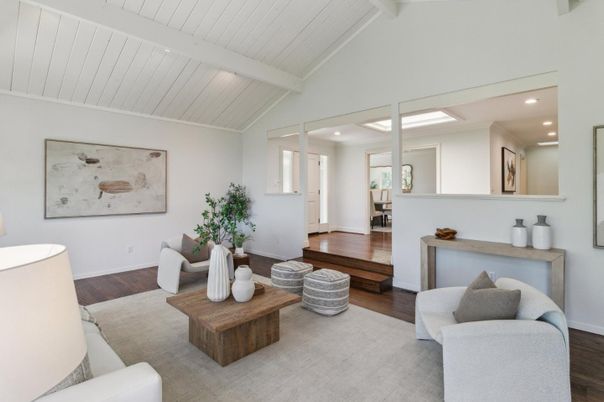Interior, Living room, Recessed Lighting, Wood Texture Flooring