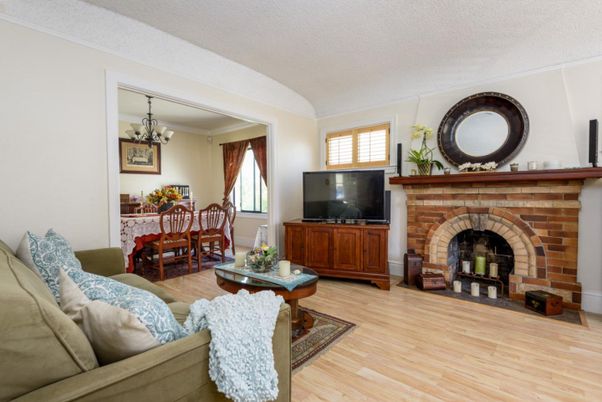 Dining room, Fireplace, Interior, Living room, Wood Texture Flooring