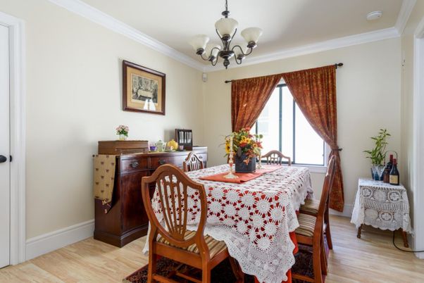 Chandelier, Dining room, Interior, Wood Texture Flooring