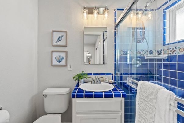 Bathroom, Glass Shower, Interior, Tile Countertops
