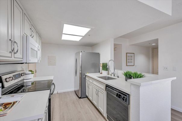 Interior, Kitchen, Recessed Lighting, Wood Texture Flooring