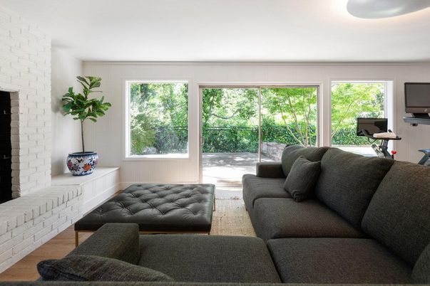 Interior, Living room, Stone Walls, Wood Texture Flooring
