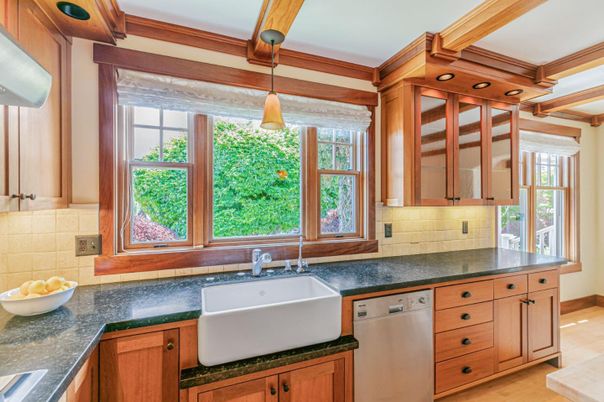 Interior, Kitchen, Pendant Lights, Stainless Steel Appliances, Wood Texture Flooring