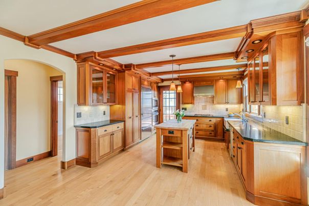 Interior, Kitchen, Pendant Lights, Wooden Beams, Wood Texture Flooring