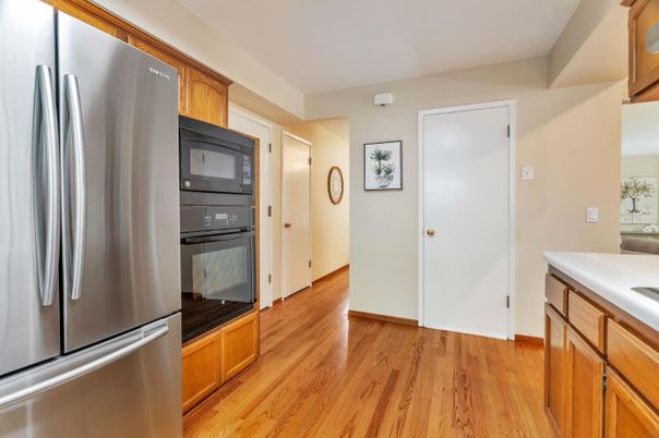 Interior, Kitchen, Stainless Steel Appliances, Wood Texture Flooring