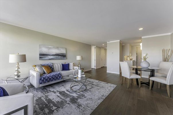 Dining room, Interior, Living room, Recessed Lighting, Wood Texture Flooring