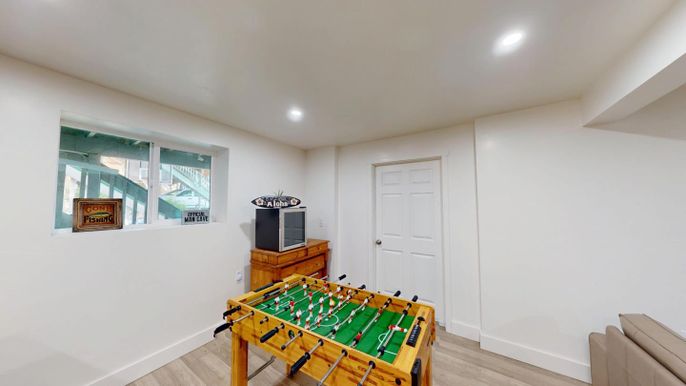Game Room, Interior, Recessed Lighting, Wood Texture Flooring