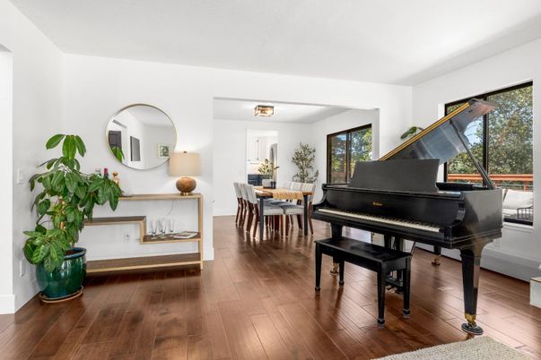Dining room, Interior, Piano, Wood Texture Flooring