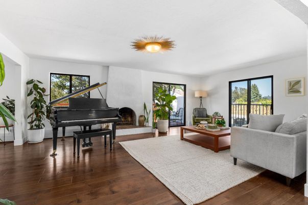 Fireplace, Interior, Living room, Piano, Wood Texture Flooring