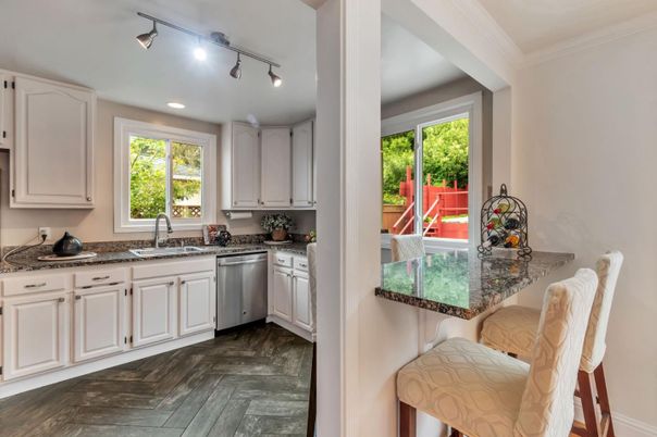 Interior, Kitchen, Recessed Lighting, Wood Texture Flooring