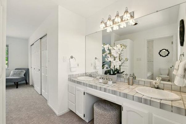 Bathroom, Dual Sink Vanities, Interior, Tile Countertops