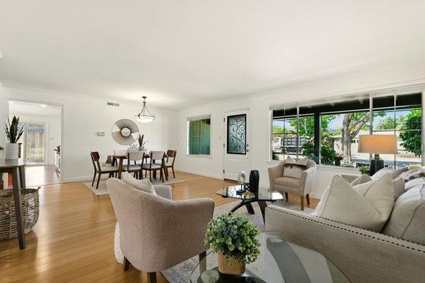 Dining room, Interior, Living room, Pendant Lights, Wood Texture Flooring