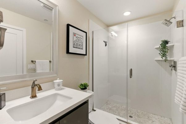 Bathroom, Glass Shower, Interior, Recessed Lighting