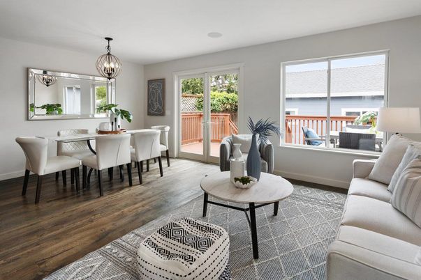 Chandelier, Dining room, Interior, Wood Texture Flooring