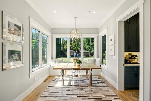 Chandelier, Home Office, Interior, Pendant Lights, Recessed Lighting, Wood Texture Flooring