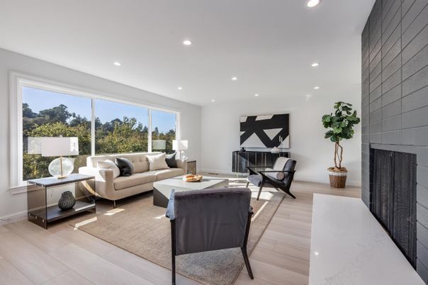 Interior, Living room, Recessed Lighting, Wood Texture Flooring