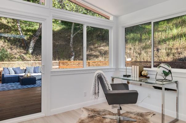 Home Office, Interior, Sun Room, Wood Texture Flooring