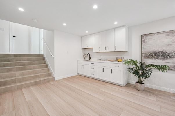 Interior, Kitchen, Recessed Lighting, Wood Texture Flooring