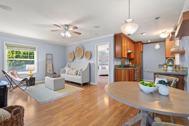 Dining room, Interior, Kitchen, Living room, Pendant Lights, Recessed Lighting, Wood Texture Flooring