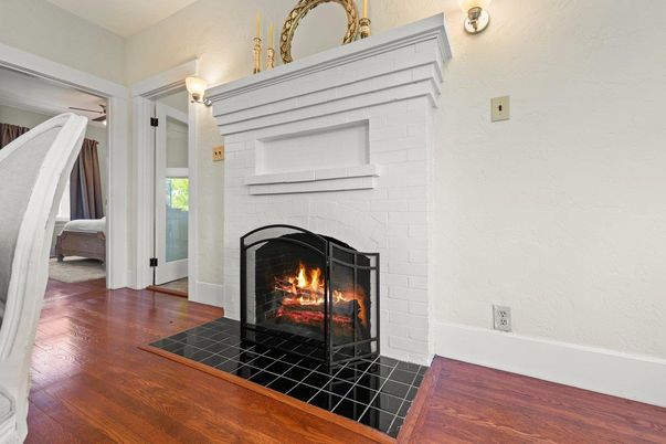 Fireplace, Interior, Wood Texture Flooring