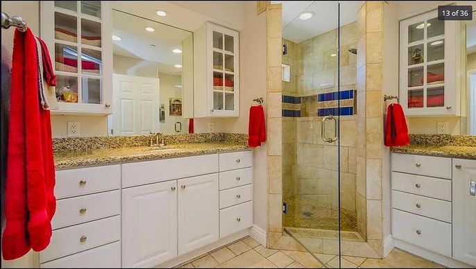 Bathroom, Glass Shower, Interior, Recessed Lighting
