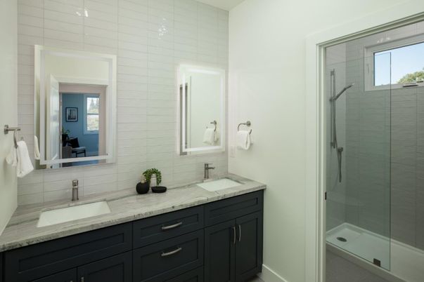 Bathroom, Dual Sink Vanities, Glass Shower, Interior