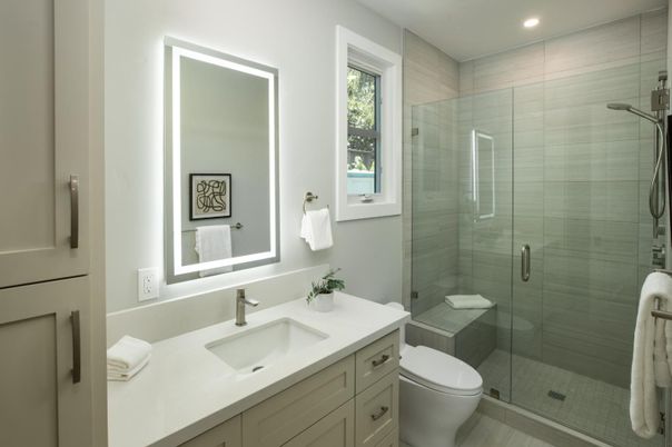 Bathroom, Glass Shower, Interior, Recessed Lighting