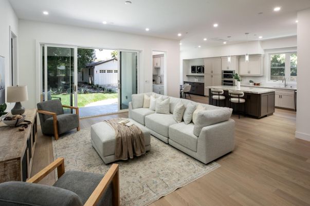 Interior, Kitchen, Living room, Pendant Lights, Recessed Lighting, Wood Texture Flooring