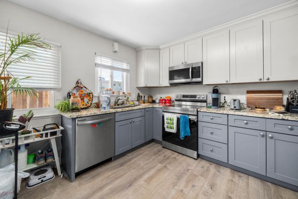 Interior, Kitchen, Stainless Steel Appliances, Wood Texture Flooring
