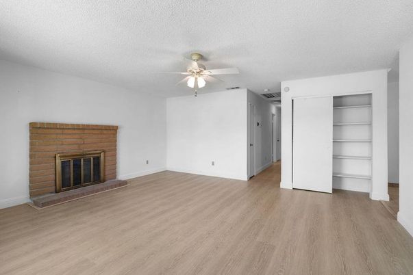 Empty room, Fireplace, Interior, Wood Texture Flooring