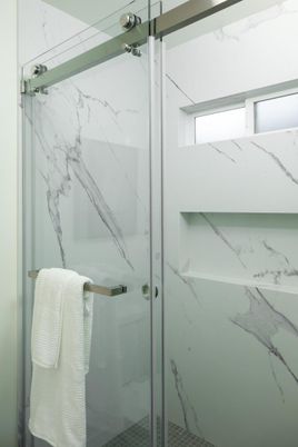 Bathroom, Glass Shower, Interior, Marble Walls