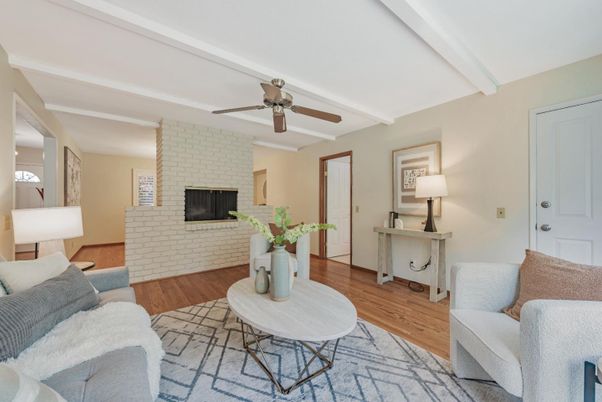 Fireplace, Interior, Living room, Stone Walls, Wood Texture Flooring