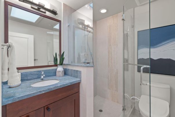 Bathroom, Glass Shower, Interior, Recessed Lighting