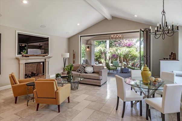 Chandelier, Dining room, Fireplace, Interior, Living room, Recessed Lighting