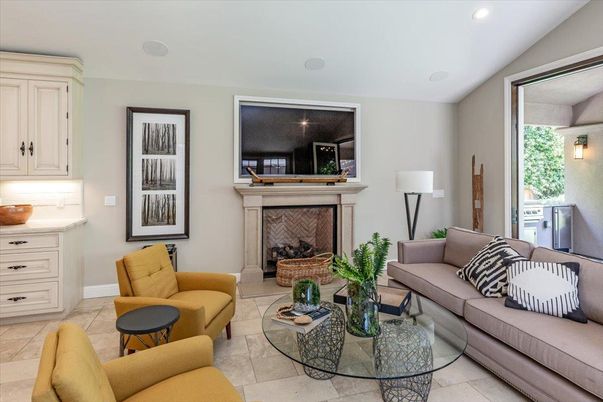 Fireplace, Interior, Living room, Recessed Lighting