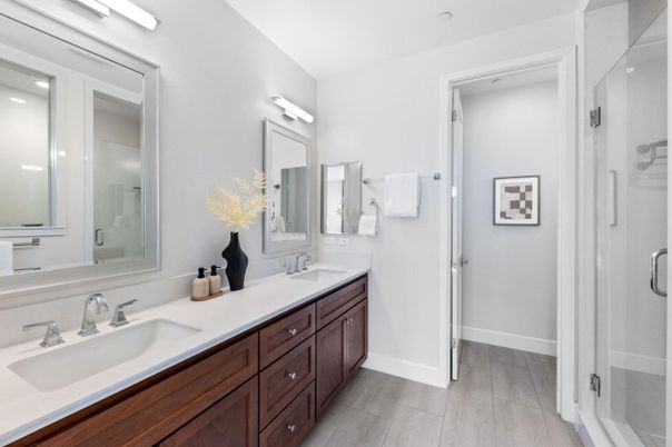 Bathroom, Dual Sink Vanities, Glass Shower, Interior, Recessed Lighting