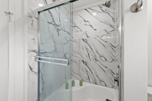 Bathroom, Glass Shower, Interior, Marble Walls
