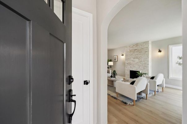 Fireplace, Interior, Living room, Stone Walls, Wood Texture Flooring