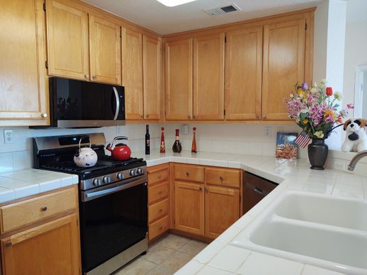 Interior, Kitchen, Stainless Steel Appliances, Tile Countertops