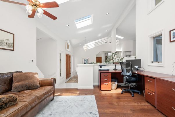 Chandelier, Home Office, Interior, Pendant Lights, Recessed Lighting, Wood Texture Flooring