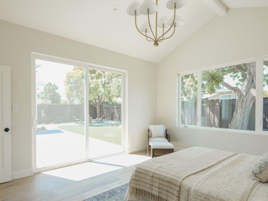 Bedroom, Chandelier, Interior, Wood Texture Flooring