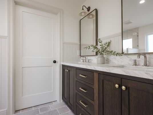 Bathroom, Dual Sink Vanities, Glass Shower, Interior, Recessed Lighting