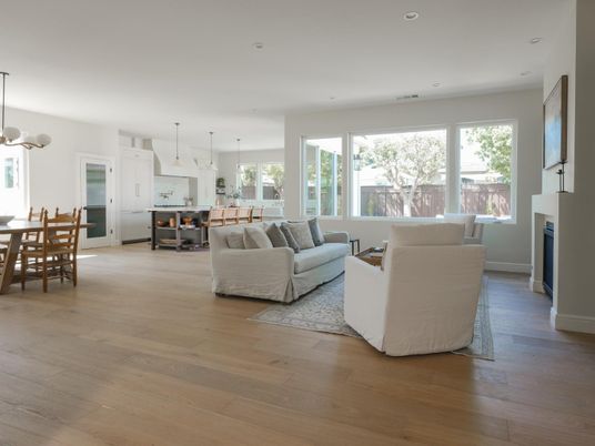 Dining room, Fireplace, Interior, Kitchen, Living room, Pendant Lights, Recessed Lighting, Wood Texture Flooring