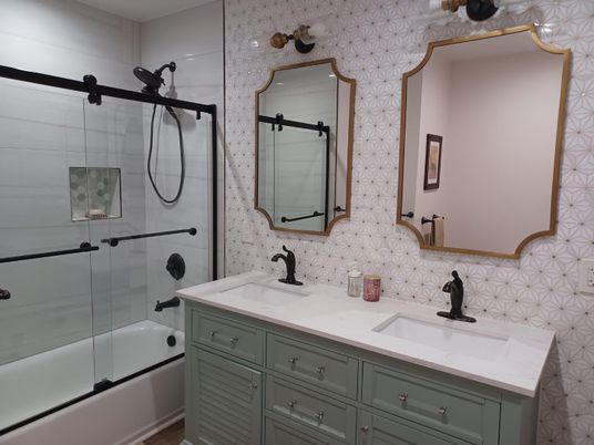 Bathroom, Dual Sink Vanities, Glass Shower, Interior