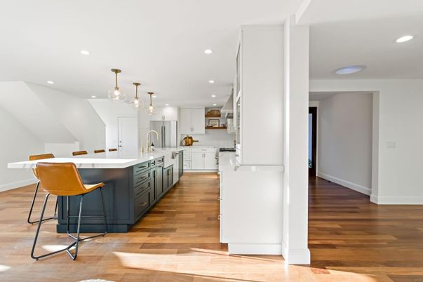 Interior, Kitchen, Pendant Lights, Recessed Lighting, Wood Texture Flooring