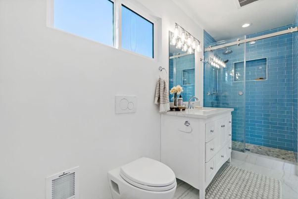 Bathroom, Glass Shower, Interior, Marble, Recessed Lighting