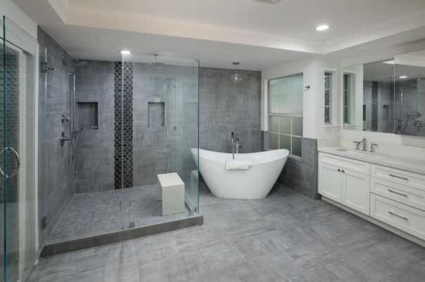 Bathroom, Dual Sink Vanities, Free Standing Baths, Glass Shower, Interior, Recessed Lighting