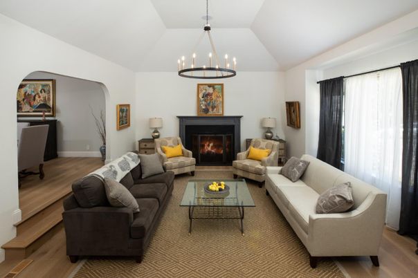 Chandelier, Fireplace, Interior, Living room, Wood Texture Flooring