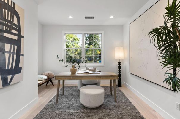 Home Office, Interior, Recessed Lighting, Wood Texture Flooring